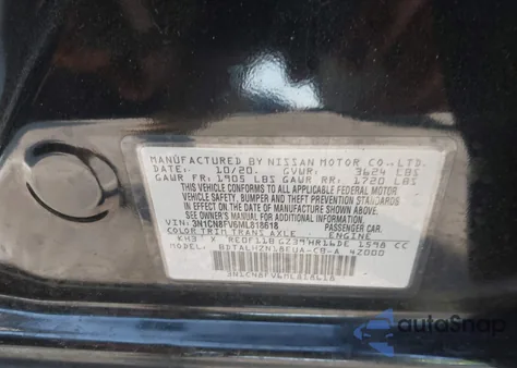 2021 Nissan Versa Sr Xtronic Cvt from USA, damaged, VIN 3N1CN8FV6ML818618